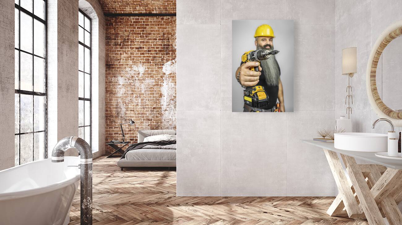 worker with electric screwdriver Reproduction