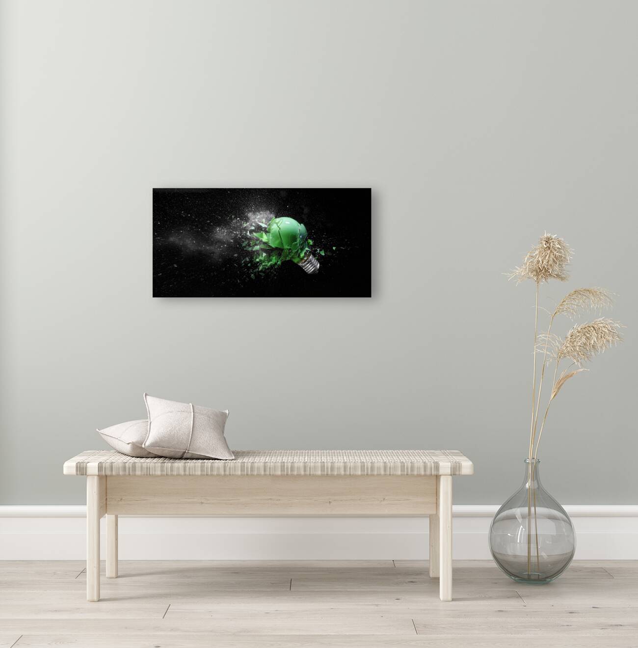 green electric light bulb exploding Reproduction