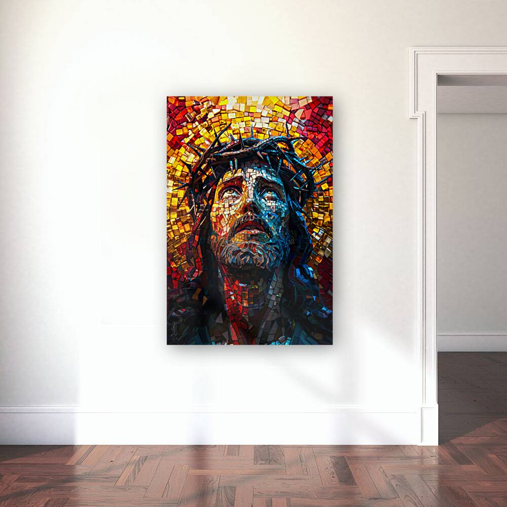 Vibrant mosaic of a bearded man Reproduction