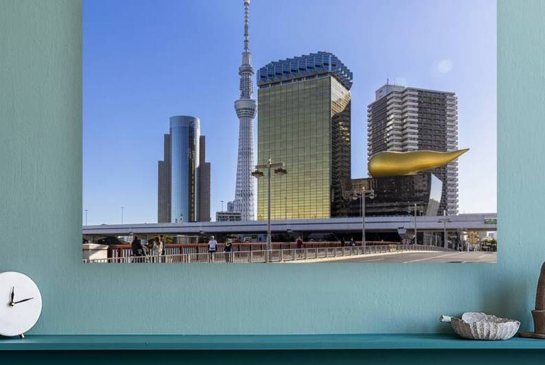 view of the famous Ashai Beer building in Asakusa by Gualtiero Boffi