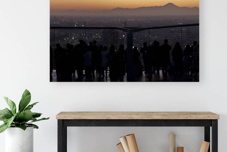 crowds of people admire the view from the Shibuya Sky Tower by Gualtiero Boffi