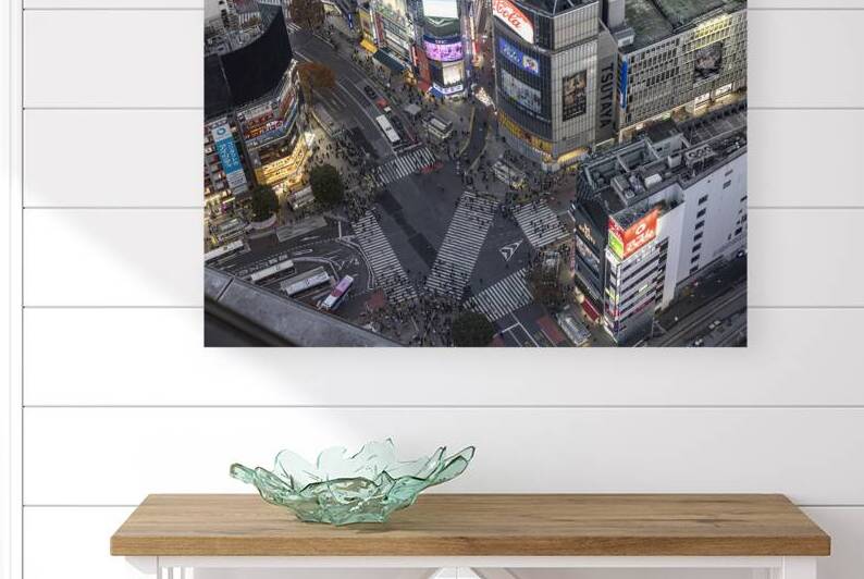 crowds of people prepare to cross the famous Shibuya Crossing ae by Gualtiero Boffi
