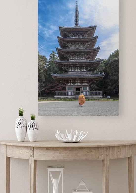 Five-storey pagoda of Daigo-ji Temple and monks  by Gualtiero Boffi