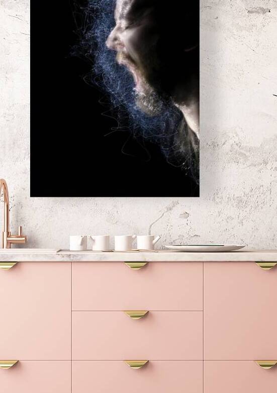portrait of a person screaming in motion with lights creating pa by Gualtiero Boffi