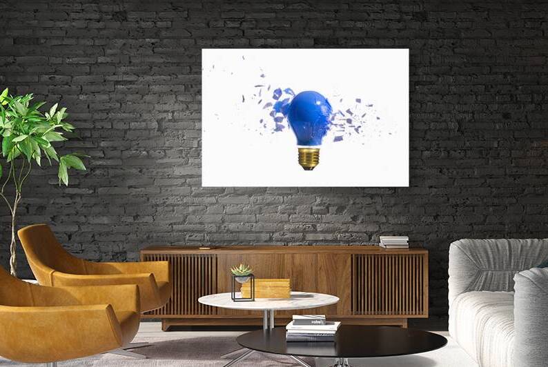 traditional blue light bulb breaks  by Gualtiero Boffi