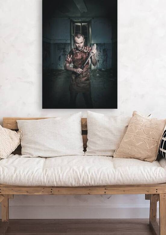 serial killer with machete and blood stained apron by Gualtiero Boffi