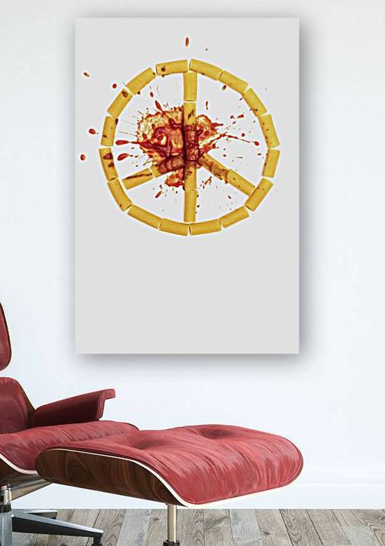 peace symbol made of pasta and tomato stain  by Gualtiero Boffi