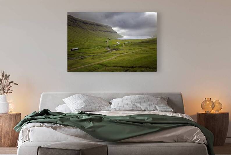 valley with cloudy sky on faroe islands by Gualtiero Boffi