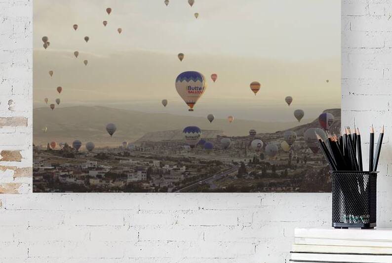 ot air balloons in the sky at dawn in turkey by Gualtiero Boffi