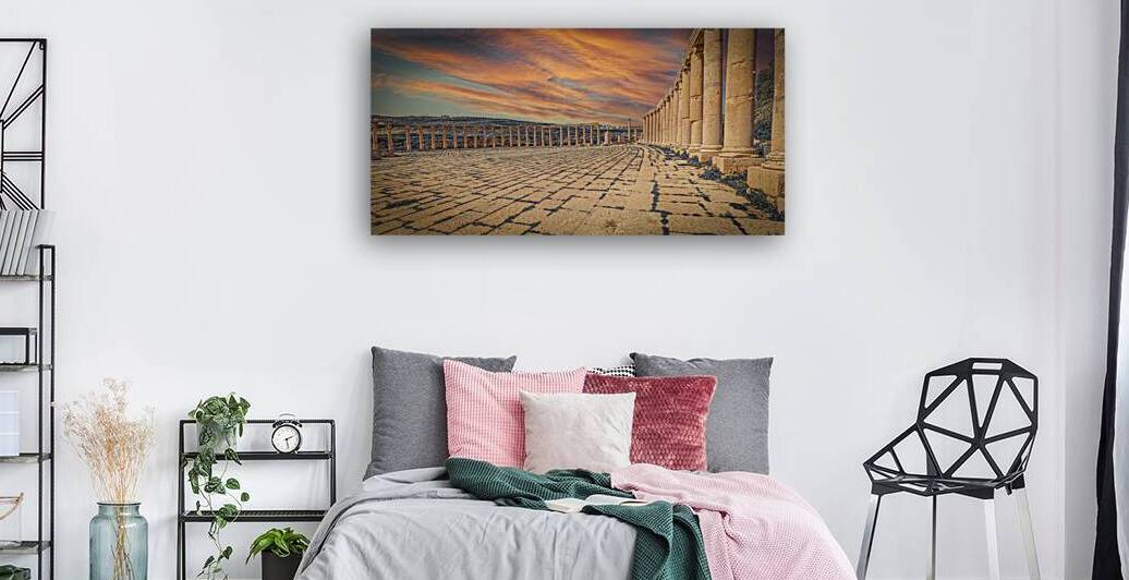 colonnade inside the ancient city of Jerash by Gualtiero Boffi