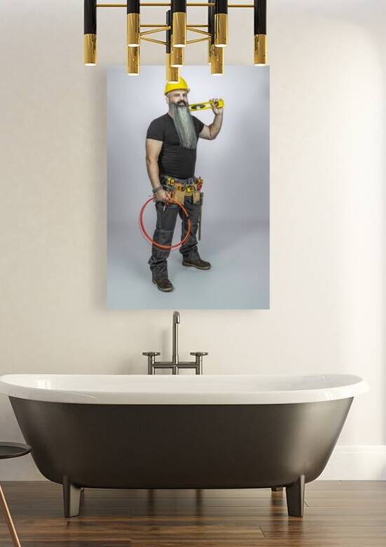 electrician worker with long beard  by Gualtiero Boffi