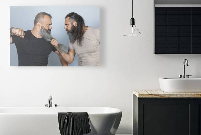 men with long beard in aggressive attitude.  by Gualtiero Boffi