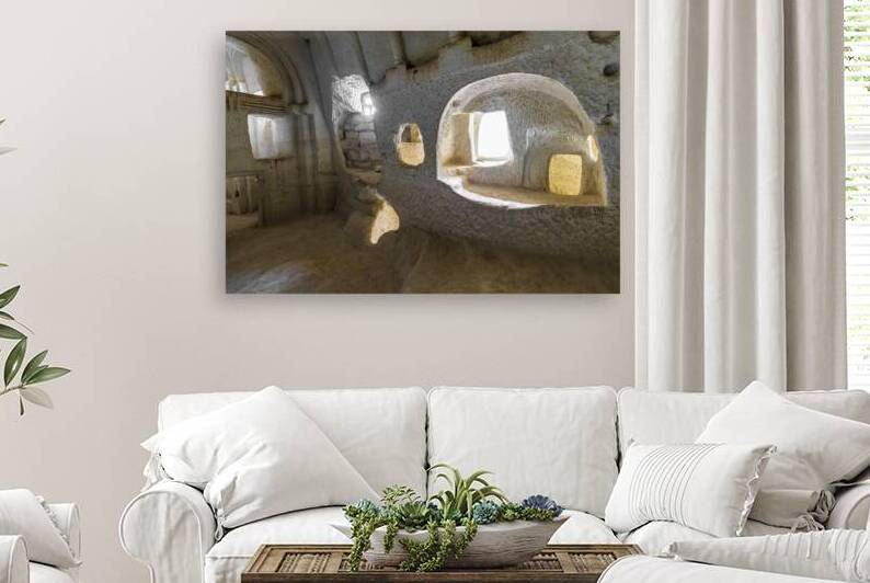 interior of a rock-hewn church in the red valley.  by Gualtiero Boffi