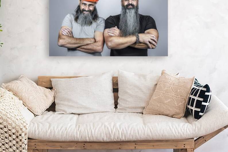 handymans with hard hat and crossed arms by Gualtiero Boffi