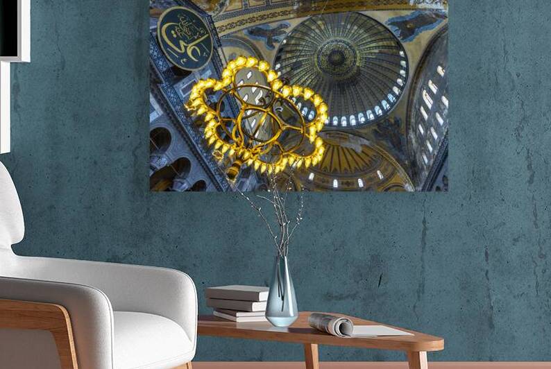 detail of the candelabrum and the ceiling of the hagia sophia mo by Gualtiero Boffi