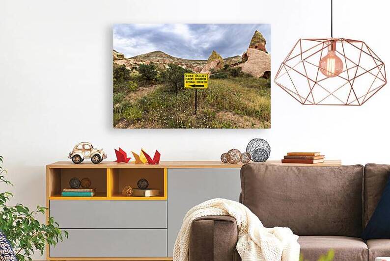 landscape and signpost of the red valley by Gualtiero Boffi