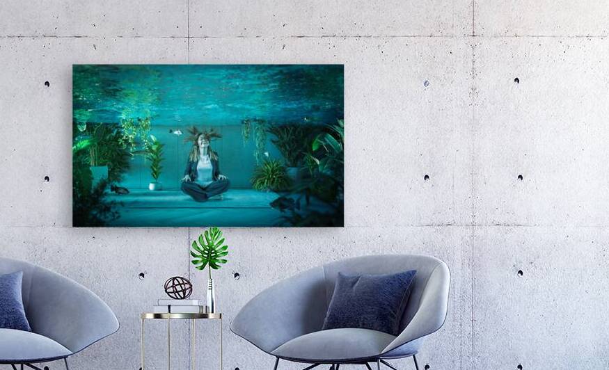 woman relaxes underwater in a flooded room  by Gualtiero Boffi