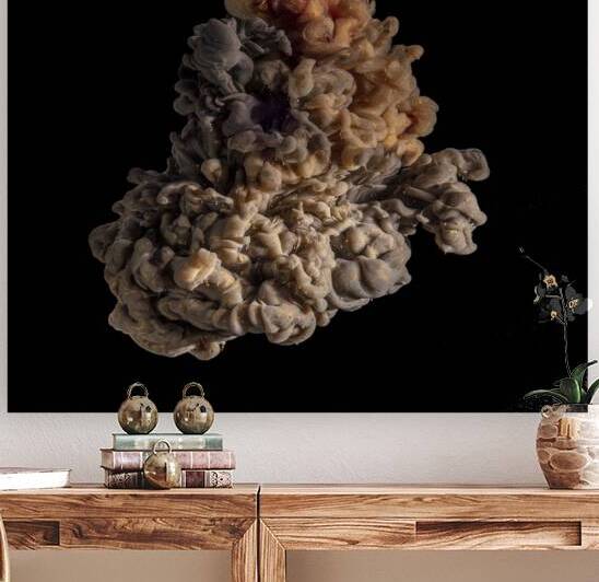 acrylic paints that form a gold and brown cloud  by Gualtiero Boffi