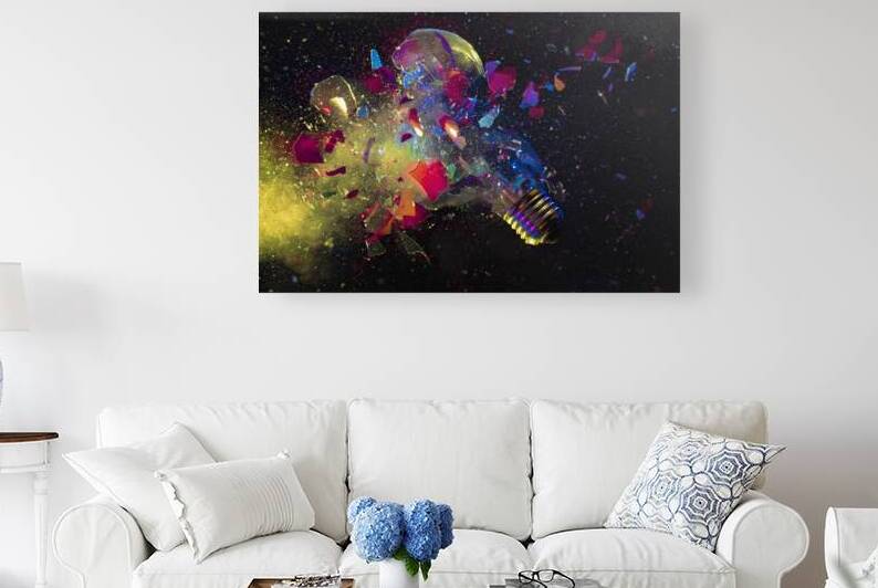 explosion of a colorful light bulb on black. by Gualtiero Boffi