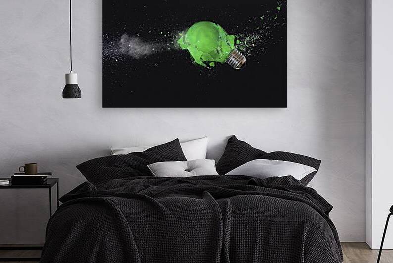green light bulb shattering. by Gualtiero Boffi