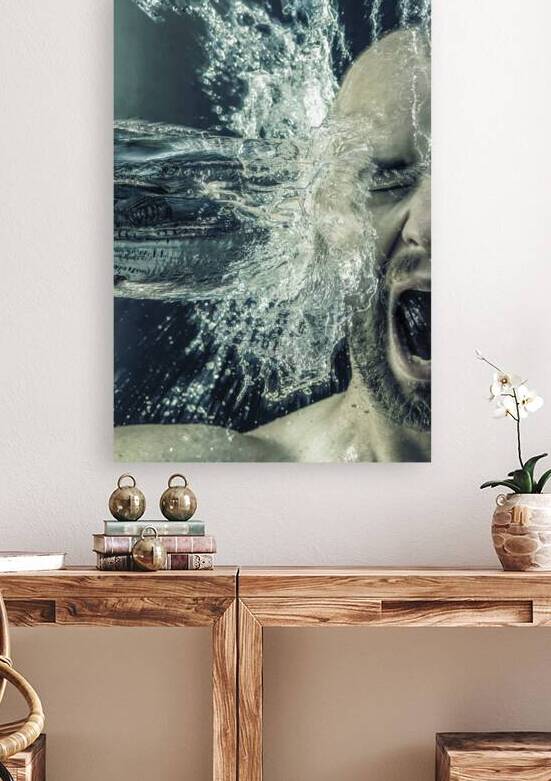 portrait of a man receiving a bucket of water in his face by Gualtiero Boffi