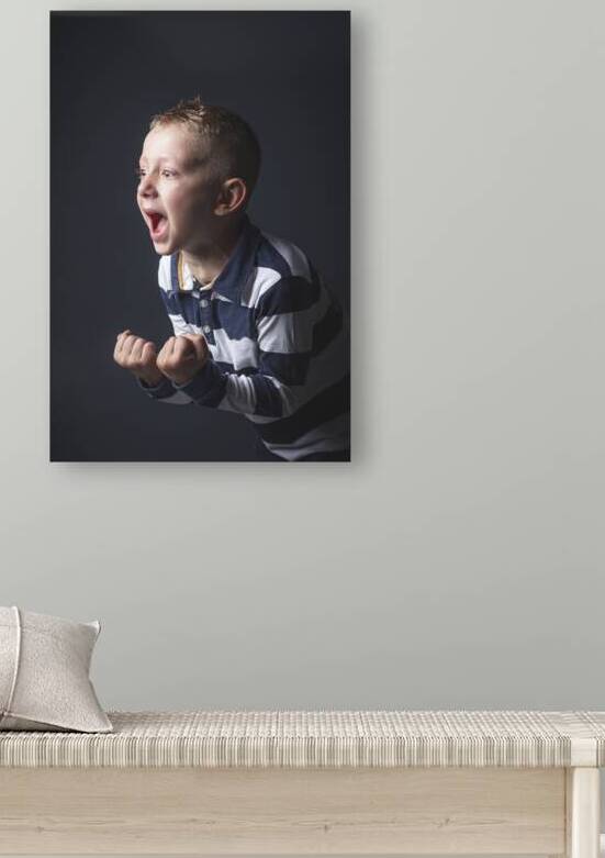 6 year old kid caucasian boy screaming in despair. by Gualtiero Boffi