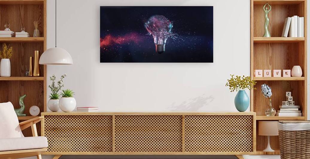 explosion of a filament electric bulb at the moment of impact.  by Gualtiero Boffi