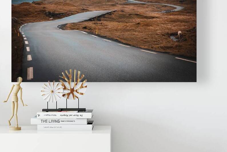 Winding road in the middle of the Faroe Islands. by Gualtiero Boffi