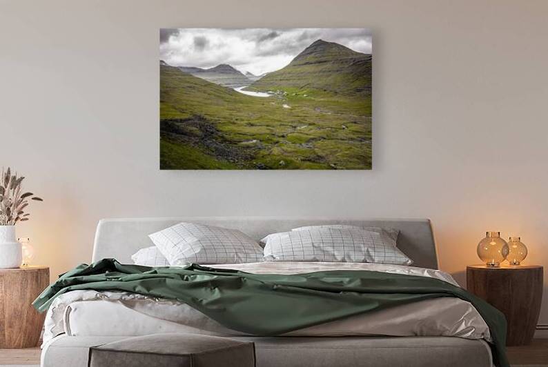 Landscape nature on the Faroe Islands village near a lake. by Gualtiero Boffi