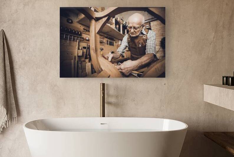 old carpenter at work by Gualtiero Boffi