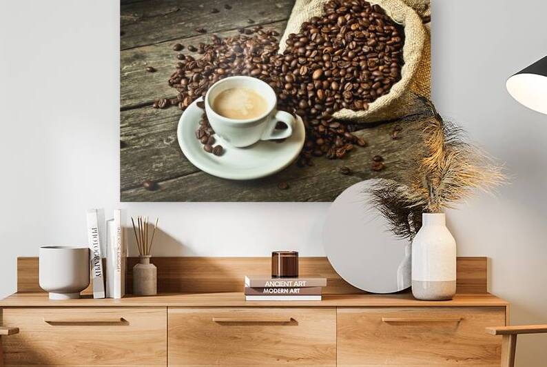 espresso and coffee grain by Gualtiero Boffi