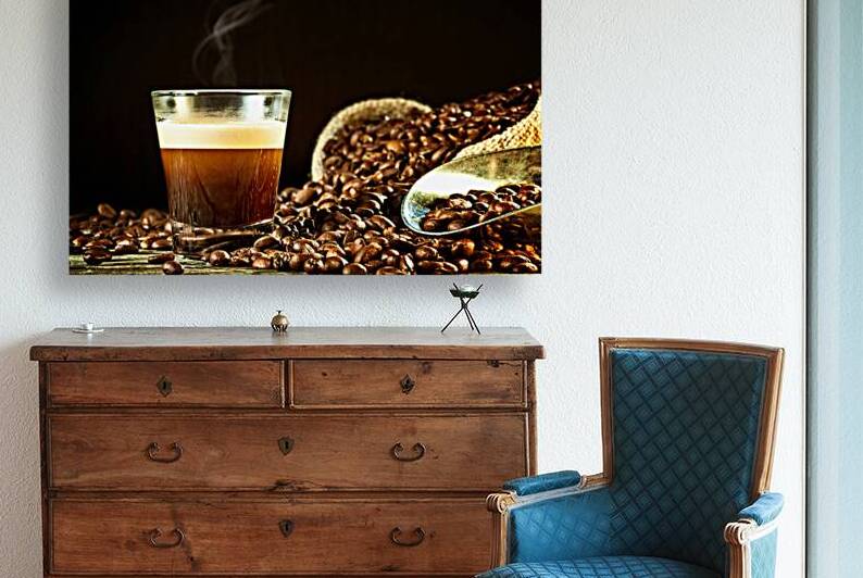 espresso and coffee grain by Gualtiero Boffi