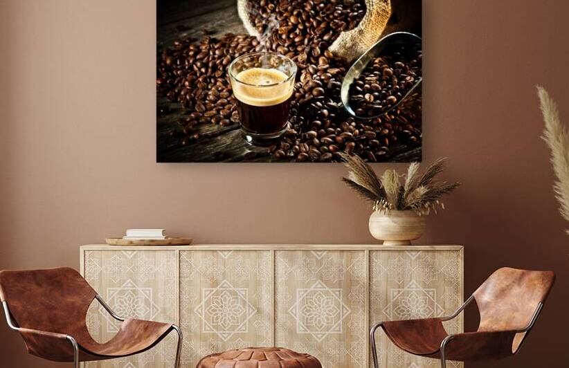 espresso and coffee grain by Gualtiero Boffi
