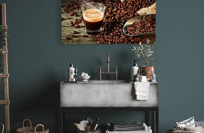 espresso and coffee grain by Gualtiero Boffi