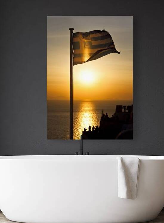 greek flag in santorini by Gualtiero Boffi