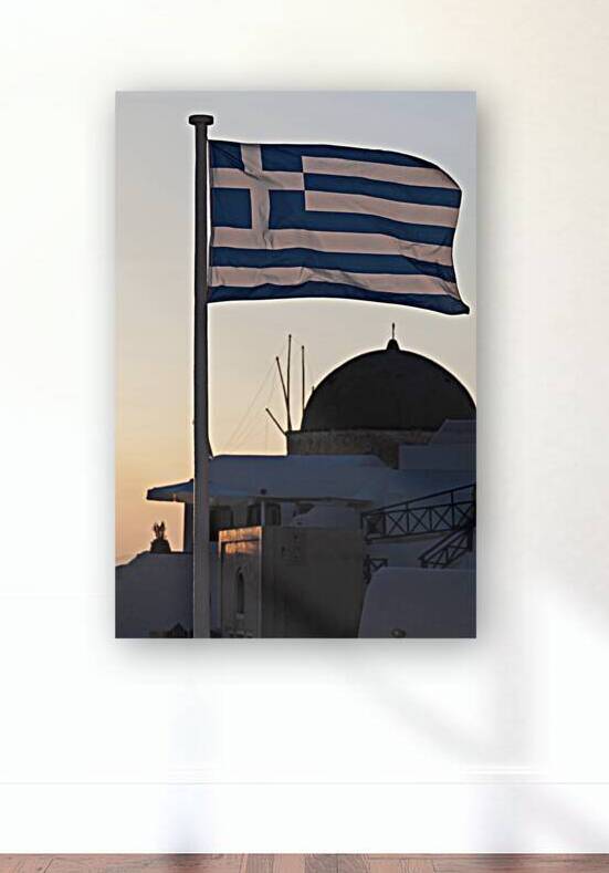 greek flag in santorini by Gualtiero Boffi
