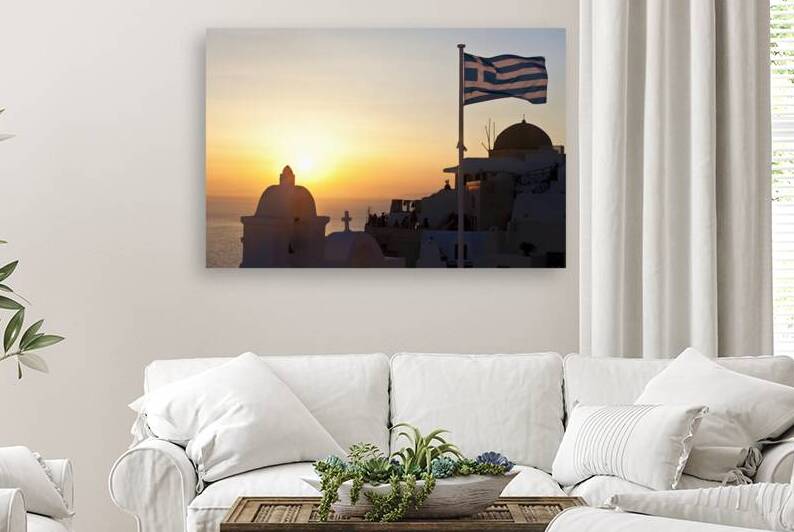 greek flag in santorini by Gualtiero Boffi