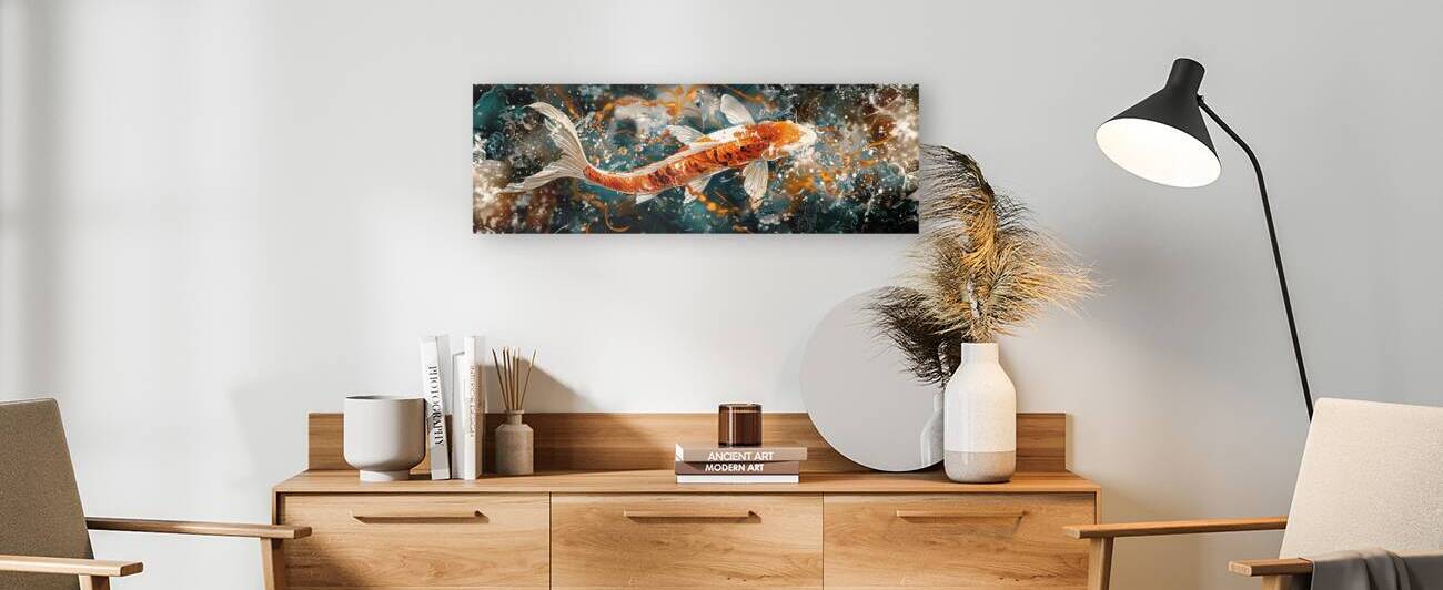 Majestic koi fish in abstract artistic waters by Gualtiero Boffi