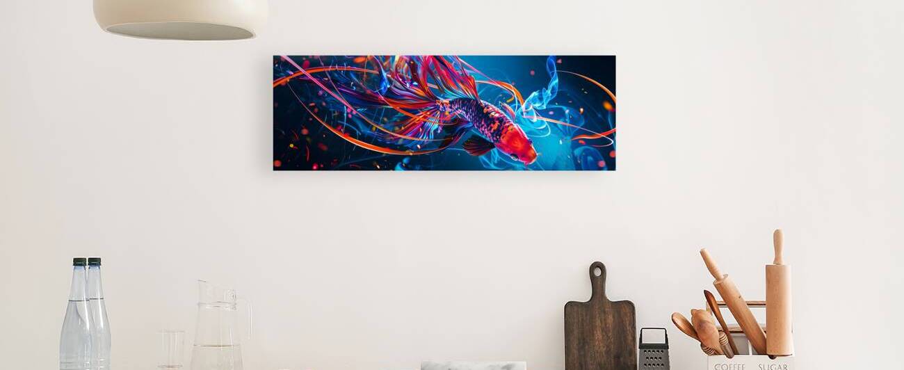 Abstract vibrant koi fish with light streaks by Gualtiero Boffi