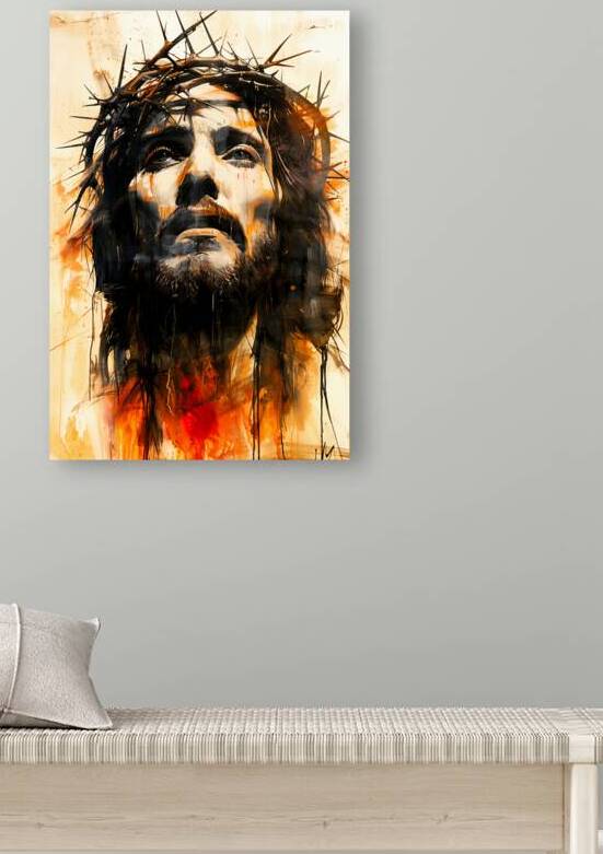 Abstract painting of man with crown of thorns by Gualtiero Boffi