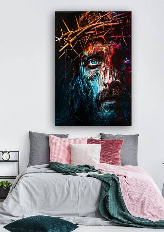 Striking portrait of man with crown of thorns by Gualtiero Boffi
