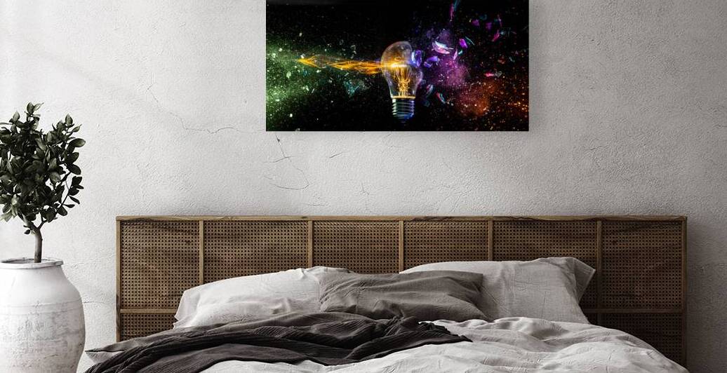 Exploding light bulb concept on dark background by Gualtiero Boffi