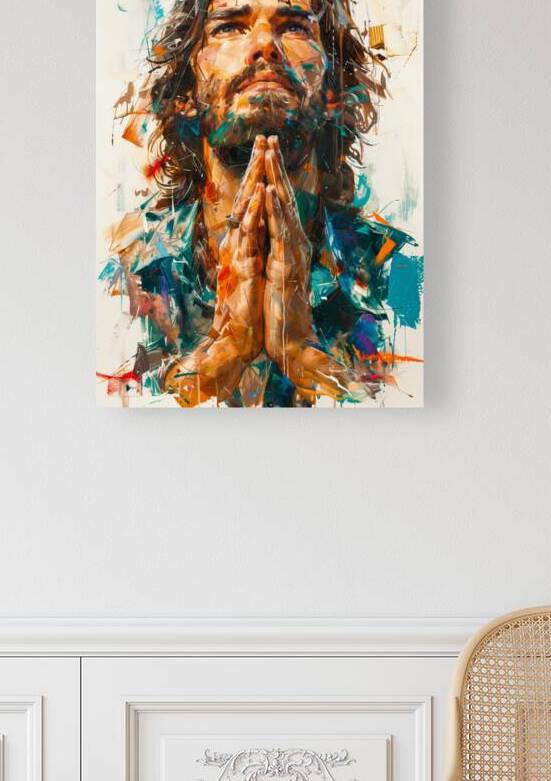 jesus in prayer with expressive brush strokes by Gualtiero Boffi