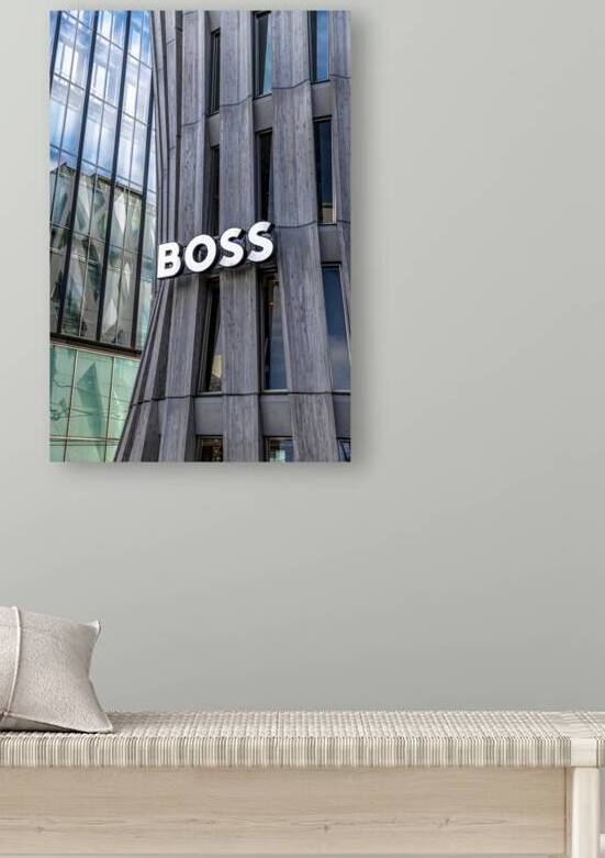 tokyo  concrete building facade with boss signage reflecting the by Gualtiero Boffi