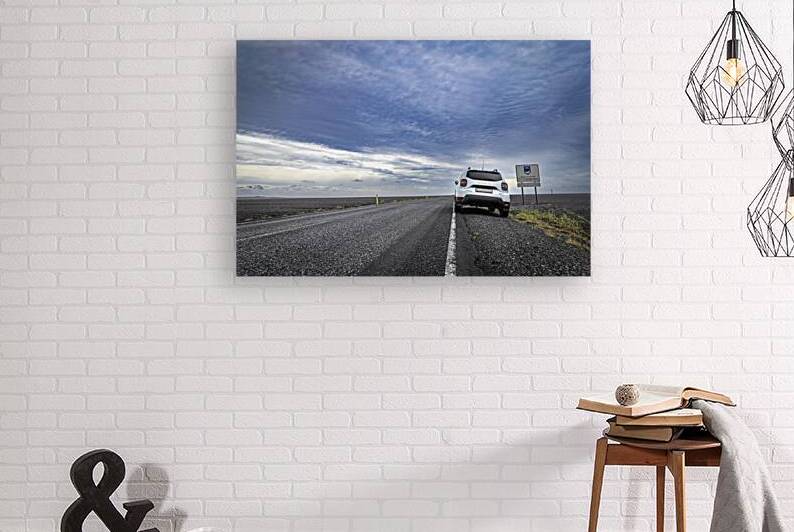Duster suv parked  side  road near  sign sudurland dramatic sky by Gualtiero Boffi