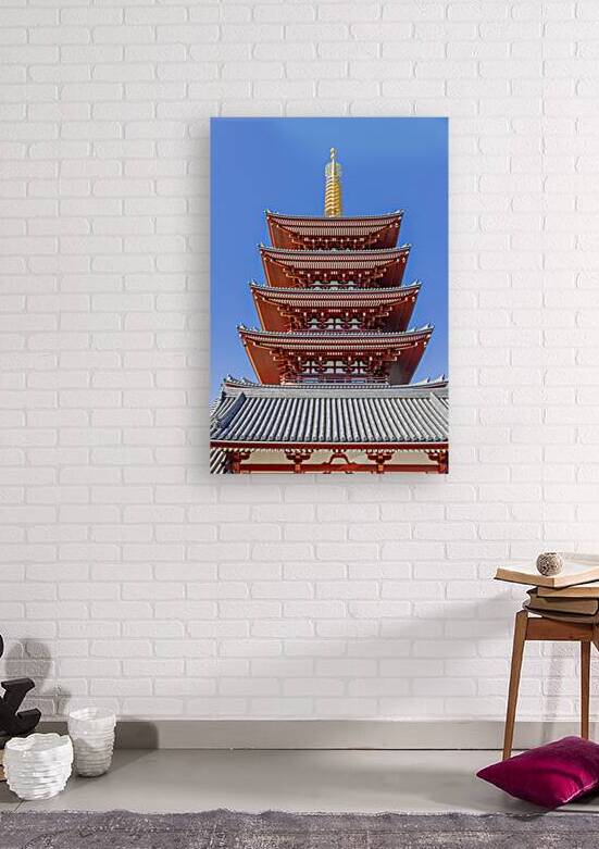 senso ji  pagoda towering over a temple roof with elaborate deta by Gualtiero Boffi