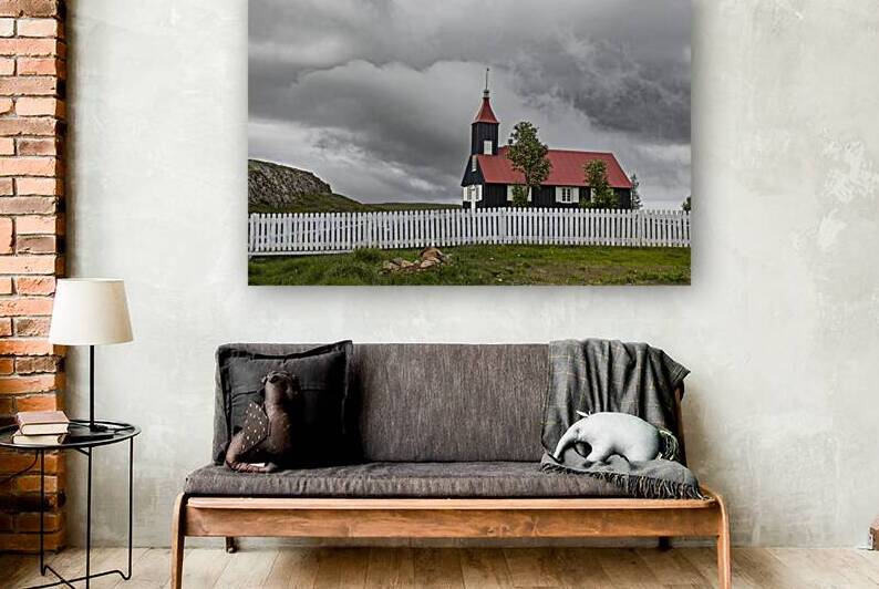 Black wooden church Iceland by Gualtiero Boffi