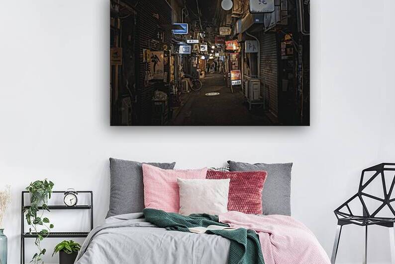 Narrow alley in tokyo at night showing restaurants  by Gualtiero Boffi