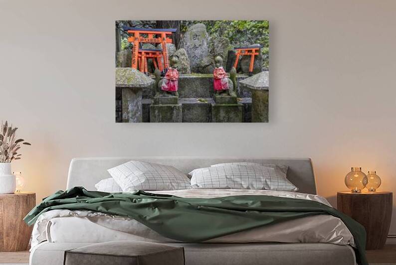 kitsune statues guarding torii gates by Gualtiero Boffi
