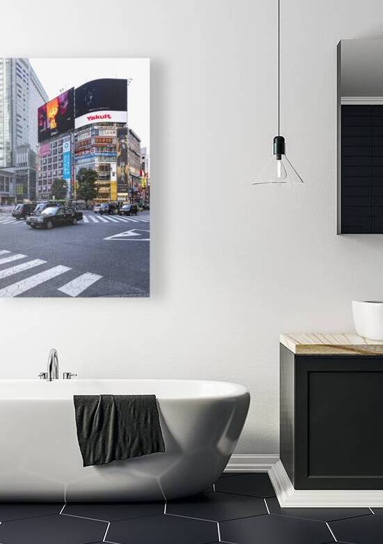 Black taxis navigating the famous shibuya scramble crossing in t by Gualtiero Boffi